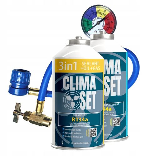 ClimaSet 3w1 R134a + gaz R134a do nabijania klimatyzacji z przewodem 800g na Arena.pl
