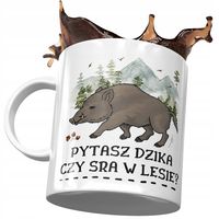 Kubek Śmieszny Zabawny Pytasz Dzika Czy Sra? Z Nadrukiem Ze Zdjęciem