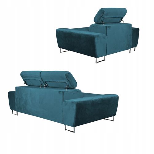 Zestaw mebli wypoczynkowych Bosso Sofa 2os fotele niebieskie Family Meble na Arena.pl