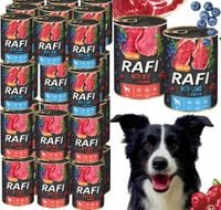 zestaw 48x400g karma mokra dla psów rafi mix smaków (jagnięcina, wołowina)