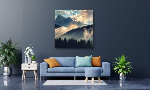 OBRAZ NA PŁÓTNIE 061 Mgła w górach 70x70cm na Arena.pl