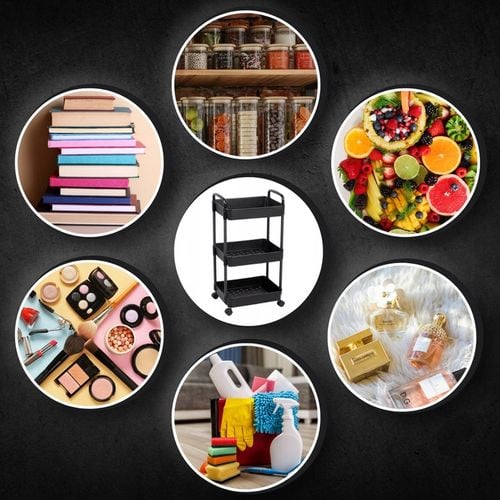 Wózek kuchenny STOLIK NA KÓŁKACH WÓZEK 3 POZIOMOWY BLOKADA KÓŁEK na Arena.pl