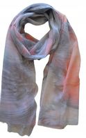 Piękny elegancki cienki szalik / apaszka wielokolorowy szary różowy 05
