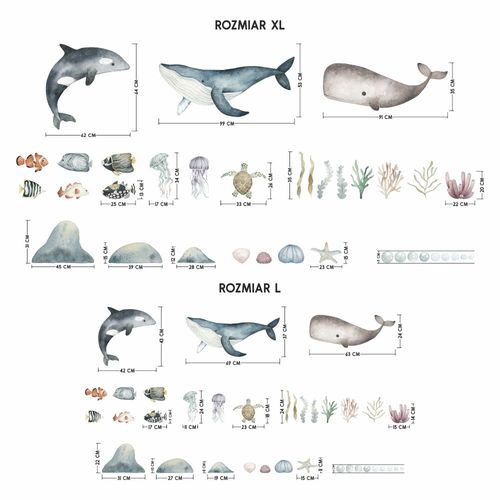 Naklejki Zestaw Wieloryby DK444 L na Arena.pl