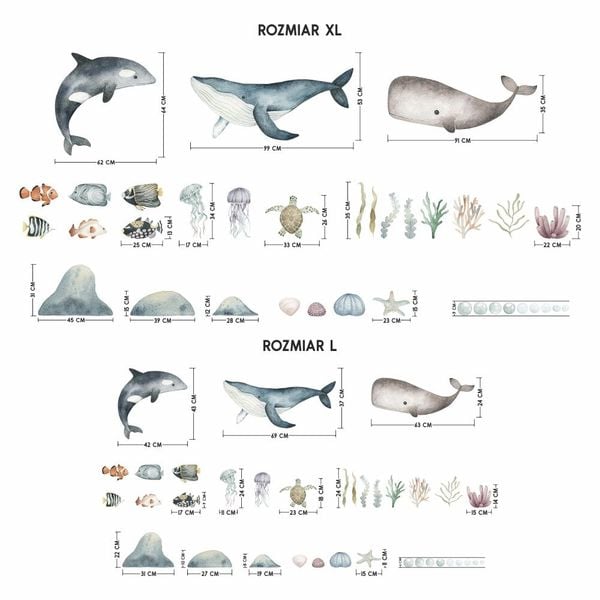 Naklejki Zestaw Wieloryby DK444 L zdjęcie 5