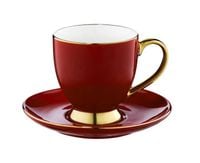 FILIŻANKA + SPODEK AMBITION ROYAL 220 ML CZERWONA ZŁOTA