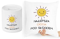Dla Cioci Zestaw Poduszka + Skarbonka Prezent Z Nadrukiem Ze Zdjęciem
