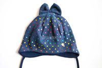 BROEL Blair czapka niemowlęca dla dziewczynki tęczowe kropki kokarda granat 46-48