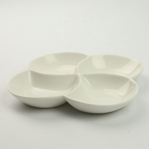 PÓŁMISEK OKRĄGŁY CZTERODZIELNY 21CM PORCELANOWY BIAŁY NA PRZEKĄSKI SOSY na Arena.pl