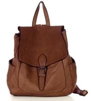 Plecak skórzany handmade z kieszeniami - MARCO MAZZINI brąz camel