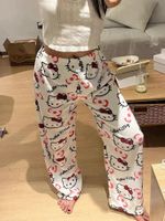 Spodnie do spania na Halloween, jesień i zima, ciepłe flanelowe spodnie damskie – White / 2XL(US 12)