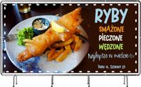 BANER REKLAMOWY 130x80cm duży wybór wzorów RYBY SMAŻONE PIECZONE WĘDZONE