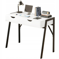 BIURKO NOWOCZESNE Z SZUFLADAMI LOFT BIAŁE CZARNYCH NOGACH PREMIUM 80 CM