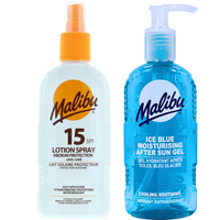 Malibu Wodoodporny Spray SPF15 200ml + Żel Po Opalaniu 200ml