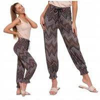 Spodnie Damskie Długie Luźne Nogawki Alladynki Lekkie Wzorzyste MORAJ - S/M