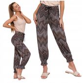 Spodnie Damskie Długie Luźne Nogawki Alladynki Lekkie Wzorzyste MORAJ - S/M
