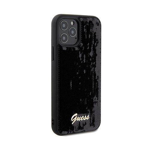 Guess Sequin Script Metal - Etui iPhone 12 / iPhone 12 Pro (czarny) na Arena.pl