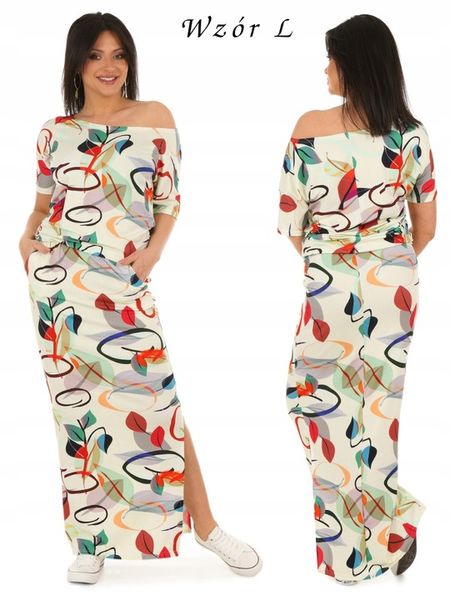 F370 maxi SUKIENKA rozcięcie WZORY zdjęcie 6