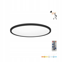 Plafon okrągły czarny LED 24W 3CCT LX IP54 czujnik ruchu i zmierzchu Kobi