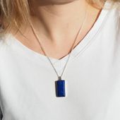 Naszyjnik srebrny z Lapisem Lazuli w kształcie prostokąta
