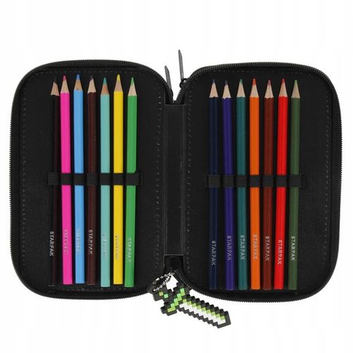 PIÓRNIK SZKOLNY TRZYKOMOROWY Z WYPOSAŻENIEM DLA CHŁOPCA PIXEL na Arena.pl