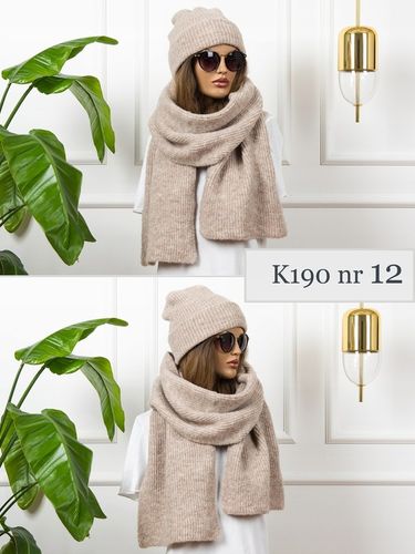 KOMPLET damski CZAPKA + duży SZALIK prążkowany ciepły szal zimowy POLSKI na Arena.pl