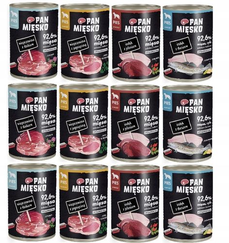 PAN MIĘSKO KARMA MOKRA DLA PSA MIX SMAKÓW 12X400G YORK MALTAŃCZYK BULDOG na Arena.pl