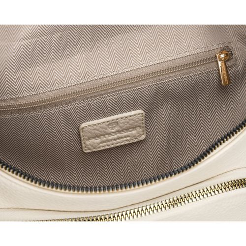 jasnobeżowa nerka damska ze skóry ekologicznej zamykana suwakiem - peterson na Arena.pl