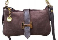 Torebka damska Listonoszka ZAMSZ NATURALNY CZEKOLADA Vera Pelle