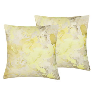 Zestaw 2 poduszek dekoracyjnych abstrakcyjny wzór 45 x 45 cm żółty PACHIRA