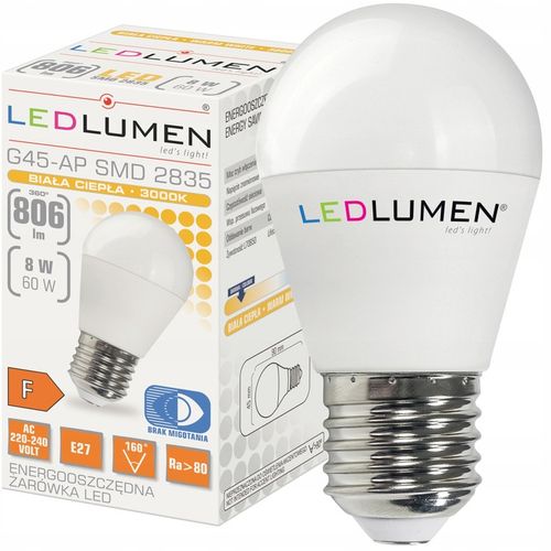 Zestaw 6x Żarówka LED E27 8W=60W 806lm 160° Nie Mruga Premium Ciepła na Arena.pl