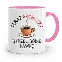 Kubek Różowy Architekta Strzeli Sobie Kawkę Z Nadrukiem Ze Zdjęciem