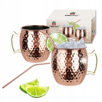 Zestaw kubków Moscow Mule 2×500 ml + 2 słomki, KINGHoff KH2000