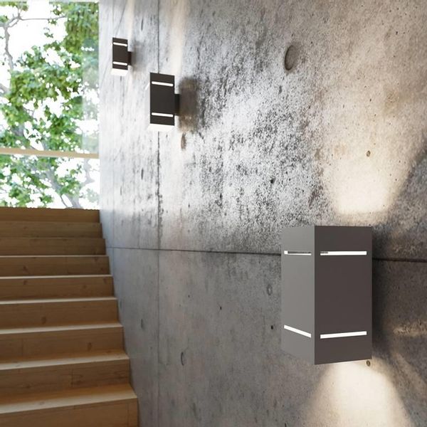 Kinkiet LAMPA ścienna SL.0479 metalowa OPRAWA prostokątna z wycięciami szara zdjęcie 5