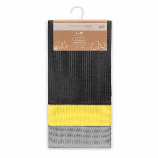 KIT/AH/LETTY/WAFFLE/GREYS&YELLOW/3PACK/50X70 zdjęcie 3