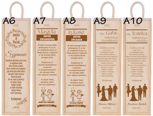PODZIĘKOWANIA DLA RODZICÓW ŚWIADKÓW CHRZESTNYCH ŚLUB SKRZYNKA NA WINO na Arena.pl