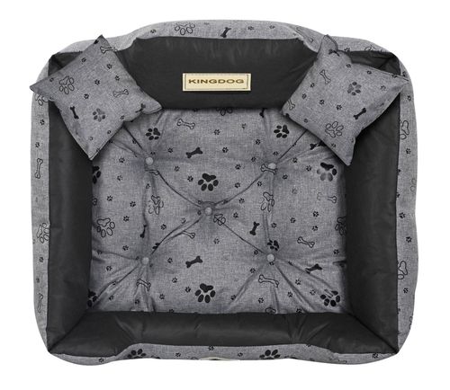 Legowisko dla psa kojec KINGDOG 75x65 cm wodoodporne kości czarne na Arena.pl