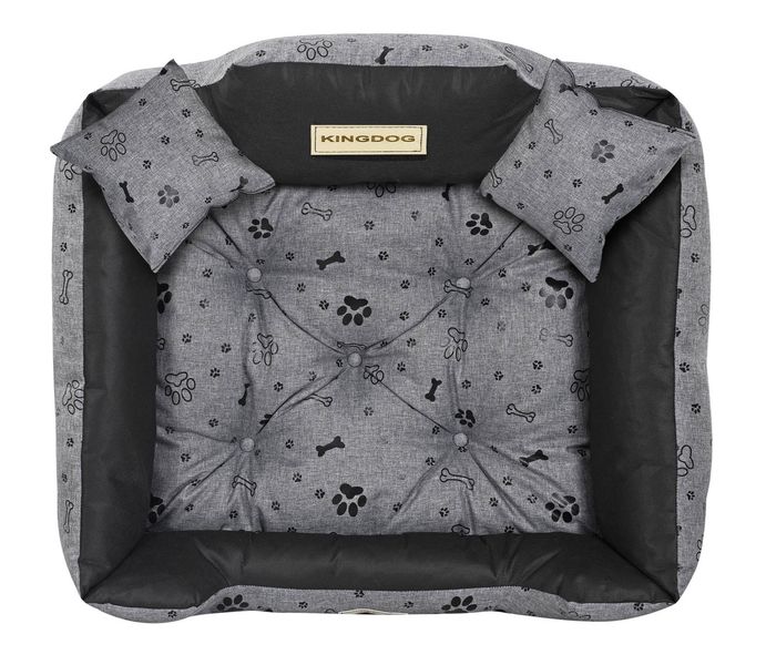 Legowisko dla psa kojec KINGDOG 75x65 cm wodoodporne kości czarne zdjęcie 4