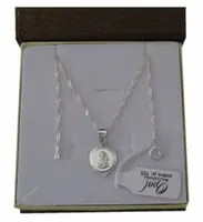 ŁAŃCUSZEK SREBRNY MEDALIK KOMUNIA , CHRZEST 40 CM.