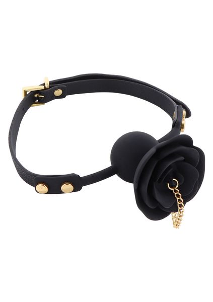 Rose Ball Gag With Plug Black zdjęcie 14