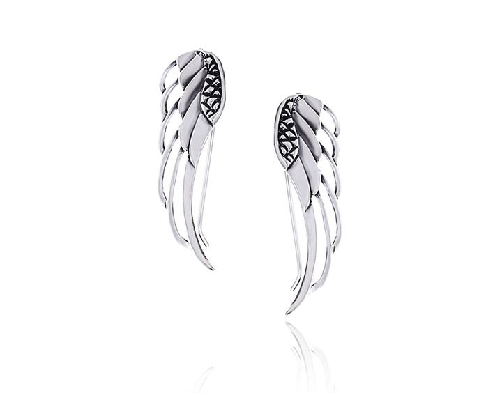 MODNE NAUSZNICE SKRZYDŁA SKRZYDŁO DUŻE SREBRO 925 zdjęcie 1