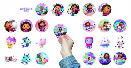 NAKLEJKI NA ZESZYT NALEPKA Z POSTACIAMI KÓŁKO KOCI DOMEK GABI WZORY 23EL na Arena.pl