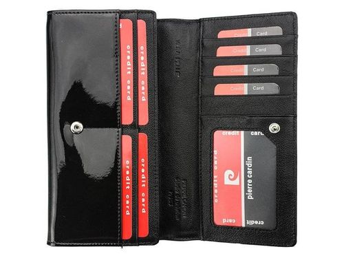 lakierowany, poziomy portfel damski ze skóry naturalnej - pierre cardin na Arena.pl