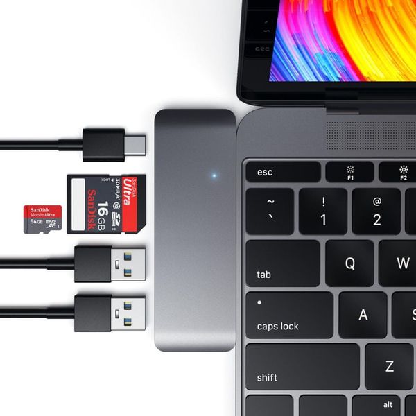 Hub USB Satechi Passthrough Hub (USB-C, 2x USB-A, micro/SD) (space gray) zdjęcie 12