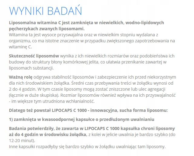 LIPOCAPS C1000 Liposomalna Witamina C 120 kapsułek zdjęcie 5