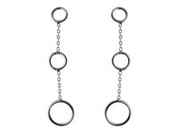 Delikatne wiszące srebrne gładkie kolczyki celebrytka trzy kółka circle ring srebro 925 K1272