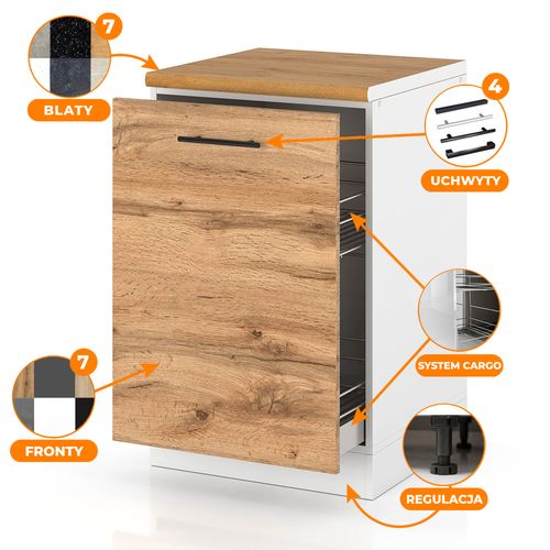 Szafka Kuchenna Stojąca Z Blatem Szafka Cargo 50cm Spremium Dąb Wotan na Arena.pl