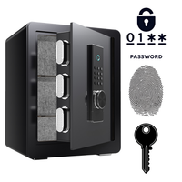 Pancerny Domowy Sejf Biometryczny Na Odcisk Palca 45x38x30 cm Czarny