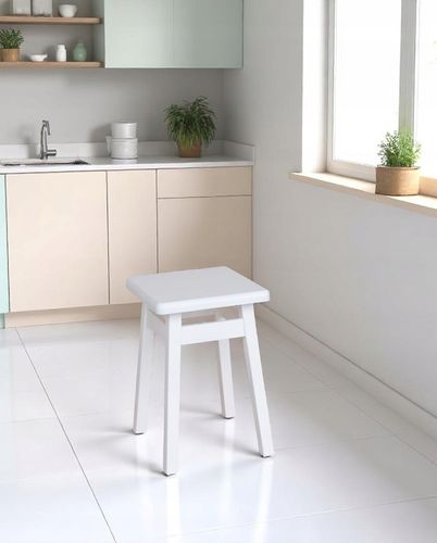 TABORET KUCHENNY DREWNIANY STOŁEK PROSTY BIAŁY na Arena.pl