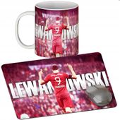 ZESTAW KUBEK + PODKŁADKA - LEWANDOWSKI LEWY - PREZENT WIELE WZORÓW + IMIĘ